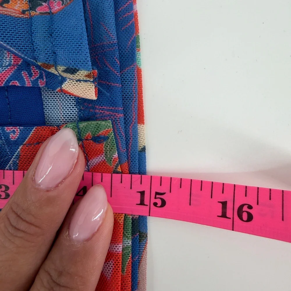 Peppermayo Mesh Mini Skirt Postcard Travels Size 12 Blue Tropical Rio Brazil NEW